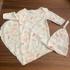 Dinosaur Knotted Gown + Matching Hat